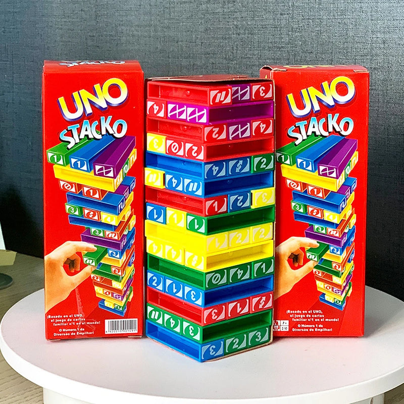 Stacko UNO Card Board Games Family Entertainment Poker Party Early Education Puzzle Stackoed Toys Playing Cards Birthday Gift