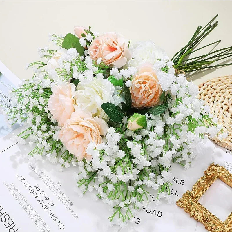 50 Pcs Artificial Flowers Babies Breath Flowers Fake Gypsophila Plants Flowers for Wedding Home Party Decor