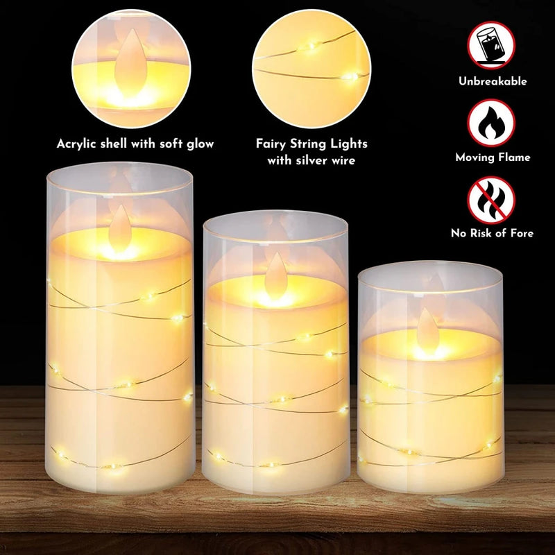 3Pcs/Set LED Candles With Remote Control Battery Powered Flickering Flameless Candle for Wedding Christmas Party Home Decoration