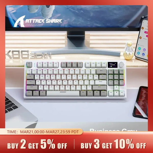 K86 Wireless Hot-Swappable Mechanical Keyboard Bluetooth/2.4g With Display Screen and Volume Rotary Button for Games and Work