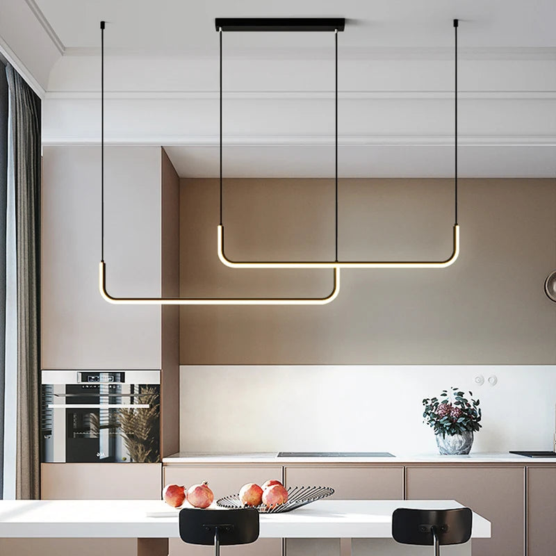 Nordic Simple LED Pendant Lamps Black Gold Dimmable for Kitchen Table Dining Room Hanging Home Decor Lighting Lusters Luminaires