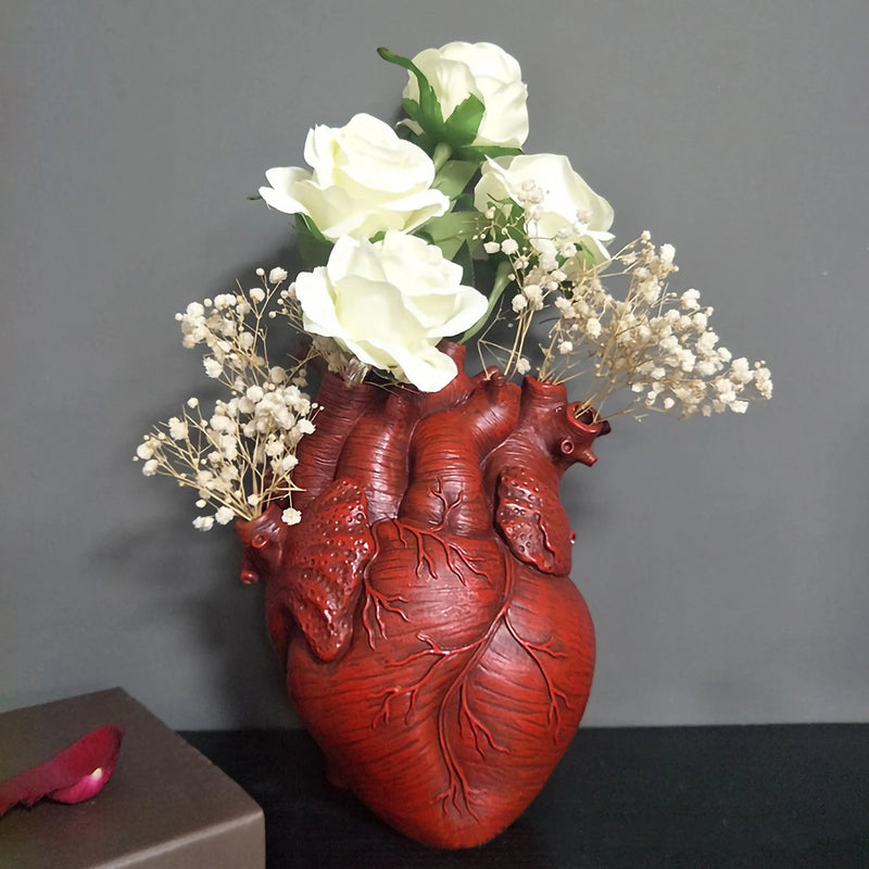 Heart Vase Dry Pot Art Vase Human Statue Vase Container Simulated Anatomy Heart Vase Decorative Gift Vase Valentine's Day Gift