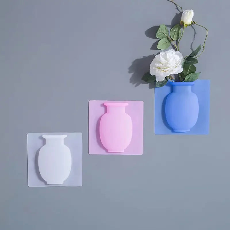 Silicone Additive Sticky Vases Easy Removable Wall Fridge Magic Flower flower pots decorative DIY Home Decoration Accessories