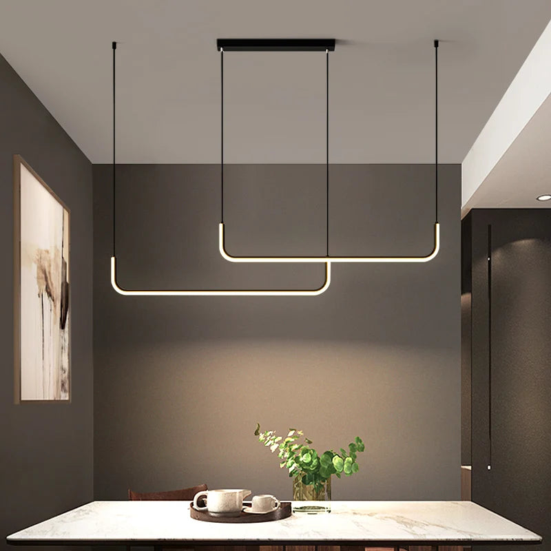 Nordic Simple LED Pendant Lamps Black Gold Dimmable for Kitchen Table Dining Room Hanging Home Decor Lighting Lusters Luminaires