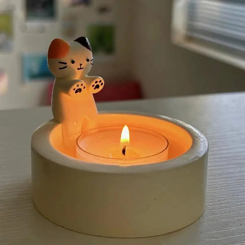 Cartoon Kitten Candle Holder, Votive Candle Holders for Candlesticks, Cat Candle Holder for Table, Cute Candle Stick Holder