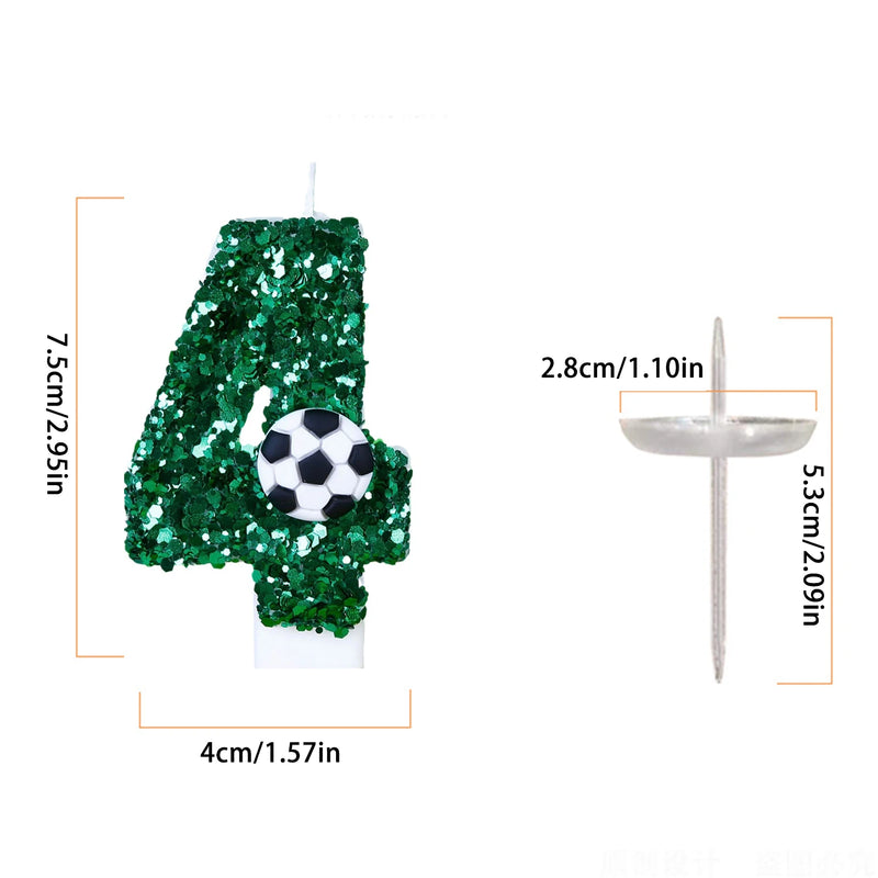 Football Children's Birthday Candles 0-4 Number Green Birthday Soccer Rugby Candle for Boy Party Cake Topper Decoration