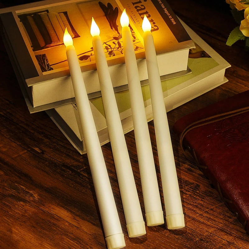 3/6Pcs LED Flameless Electronic Candles Battery Powered Taper Long Candle Light for Party Wedding Home Decoration Flashing Lamp