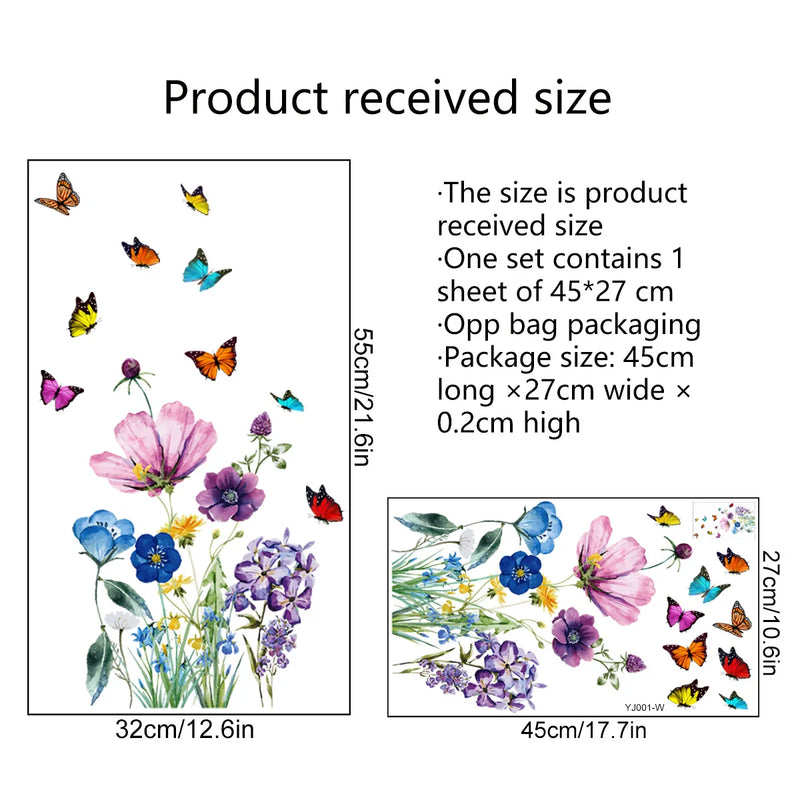 Wall Stickers Flower Butterflies Home Room Window Decoration Bedroom Bathroom paper  Furniture Door House Interior Decor