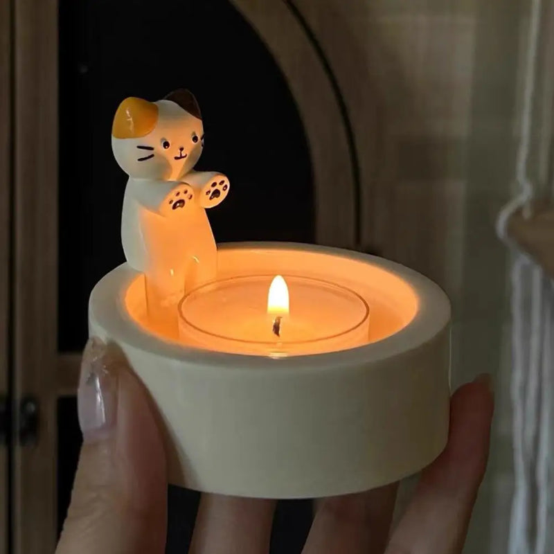 Kitten Candle Holder Warming Its Paws Cute Scented Light Holder Cute Grilled Cat Aromatherapy Candle Holder Desktop Ornaments