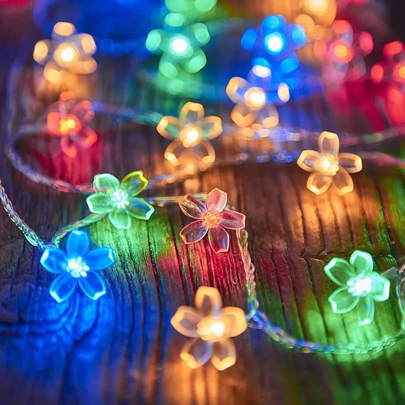 Flower LED String Light Battery Powered Blossom Fairy Lights Indoor Outdoor Garden Christmas Wedding Party Home Decoration