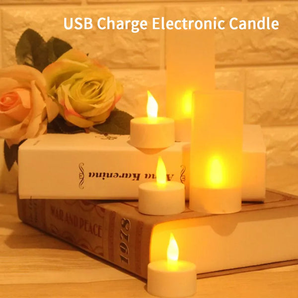 LED Rechargeable Flameless Tea Light Candle USB Charge Candle With USB Flameless Chargeable LED Battery Candles