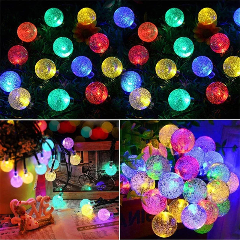 Solar String Lights Garden 50/20 LED Outdoor Waterproof Crystal Ball Fairy Light Home Patio Yard Christmas Tree Decoration Lamp