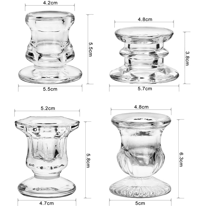 Clear Glass Candle Holders for Taper Candles Transparent Candlestick for Home Wedding Table Centerpiece Decoration