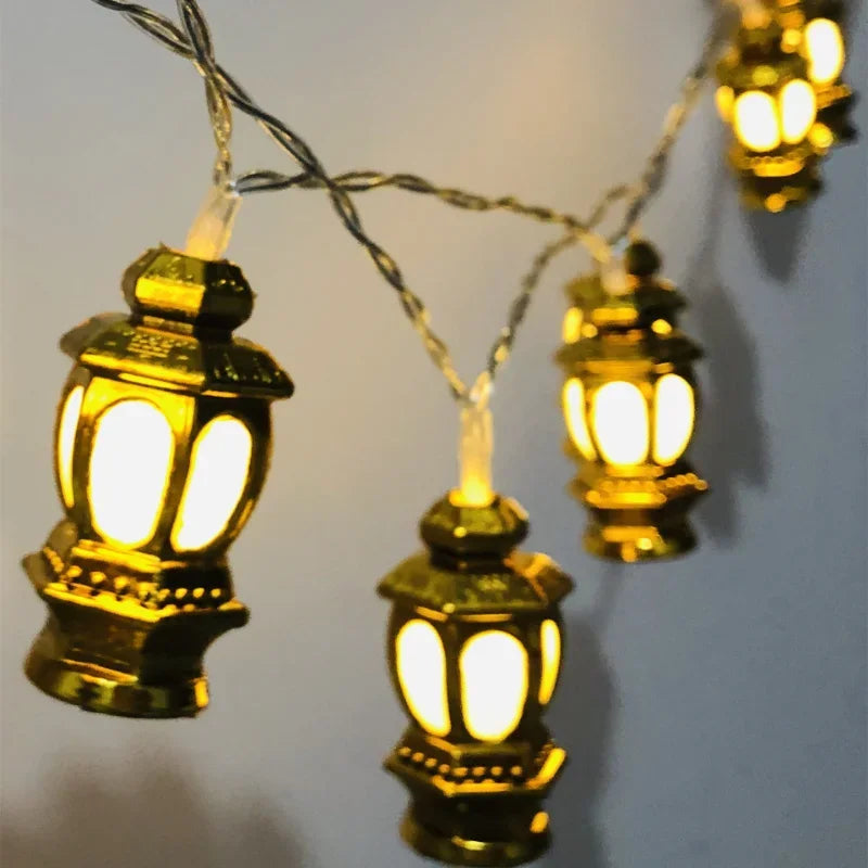 Ramadan Decoration Eid String Lights 1.65M 10LEDs Mubarak Moon Battery Powered Mubarak for Islam Decoration Outdoor Garden Decor