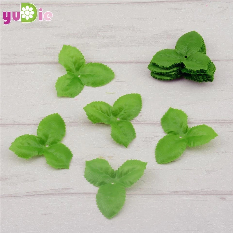 150pcs Silk Green Leaf Artificial Mosaic Wedding Home Decorative DIY Wreath Scissors Rose Leaf Decorative Artificial Plants