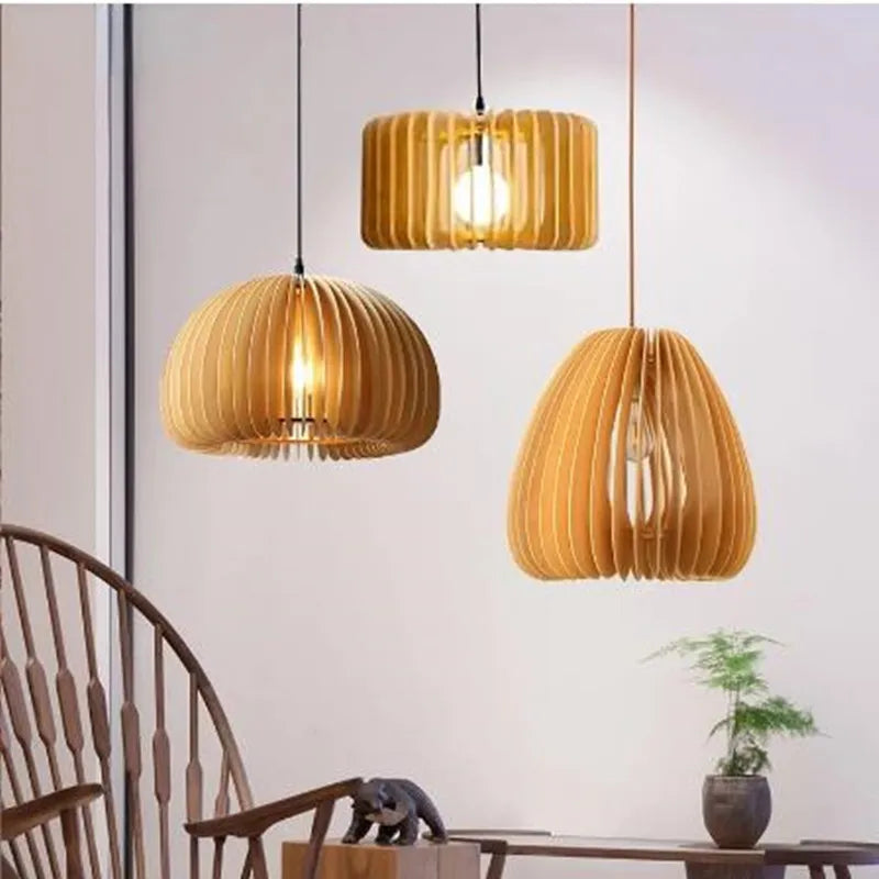 Chinese wooden ceiling chandelier Japanese retro room decoration creative restaurant lamp central antique gourd art lamp