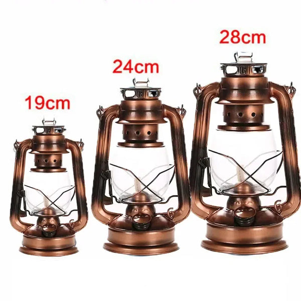 19/25/28cm Iron Antique Bronze Oil Kerosene Lamp Portable Lantern Retro Outdoor Camping Vintage Lights Home Chrismas Decor