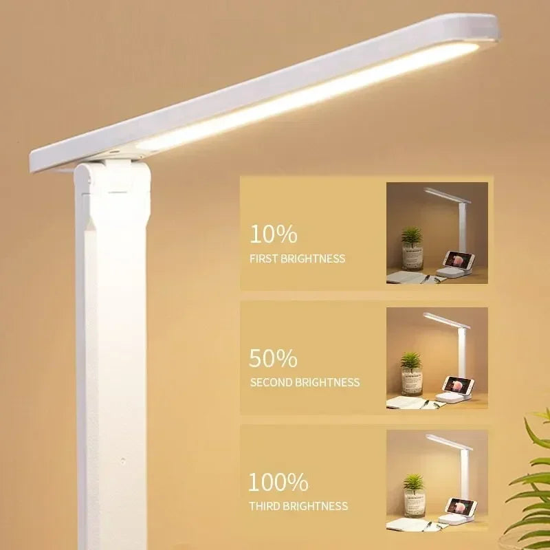 LED Touch Switch Chargeable Folding Table Lamp Eye Protection Dimmable Lamp Bedroom Reading Study Night Lights