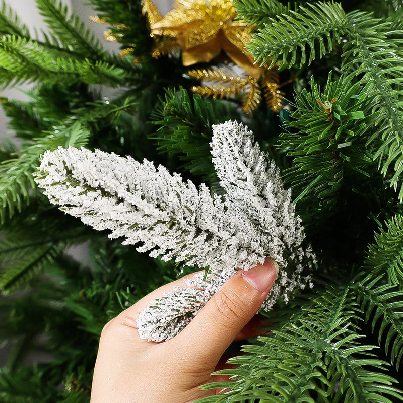 10/5Pcs Christmas Artificial Pine Needles Branches Snow Pine Fake Plants DIY Xmas Tree Wreath Ornaments Home Xmas New Year Gifts