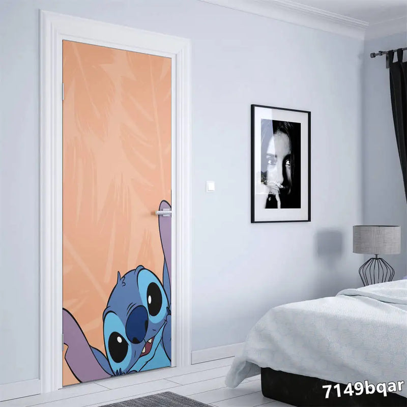 Disney kawaii Lilo & Stitch Stitch Door sticker Graffiti Pop door elevator room wall art Home decoration Aesthetic Wall Sticker