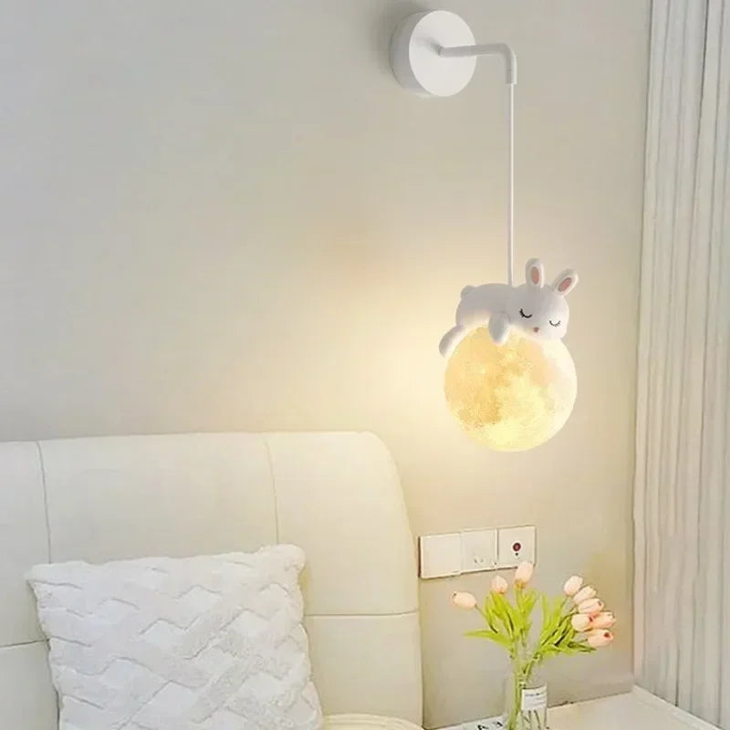 Children's Room Little Bear Pendant Lights LED Minimalist Chandelier Nordic Home Decoration Bedroom Bedside Hanging Lamp Fixture