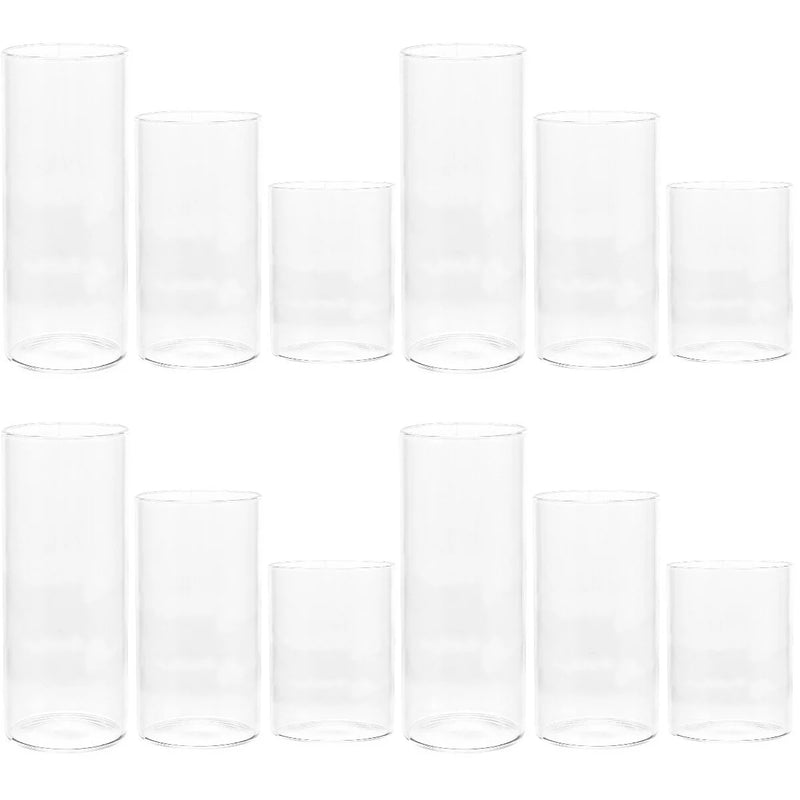 12 pcs Glass Candle Chimney Candle Glass Shelf Windproof Protectors Hurricane Holders Cover Small Shades Jar Candles Pillar