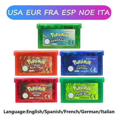 GBA Game Pokemon Series 32 Bit Video Game Cartridge Console Card Pokemon Emerald Ruby FireRed LeafGreen Sapphire Multi-language