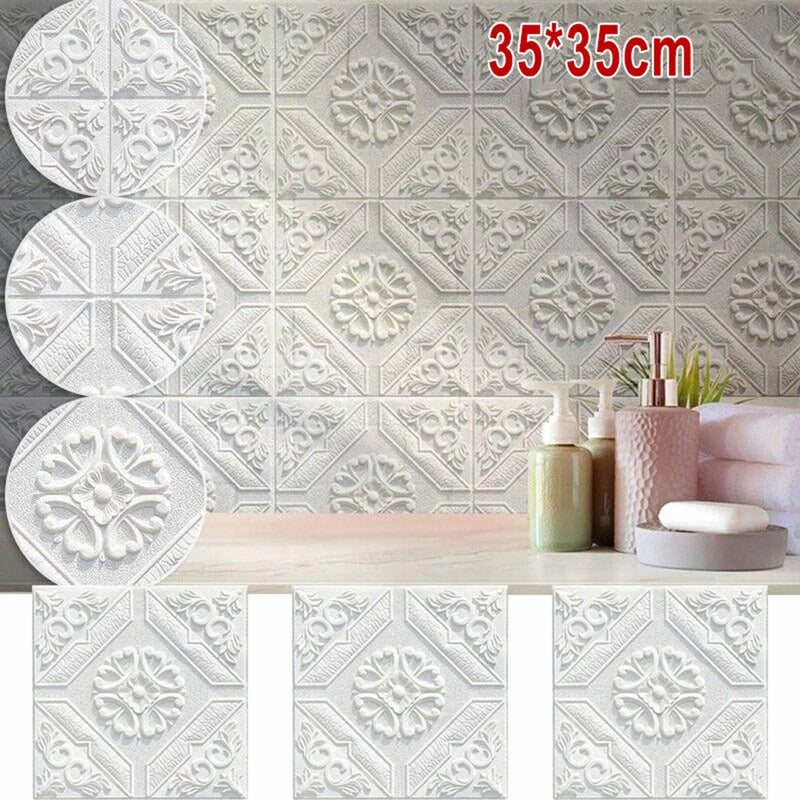 35*35cm 3D Tile Brick Wall Sticker DIY Self Adhesive Waterproof Foam Panel Tv Background Wallpaper Roof Ceiling Room Stickers