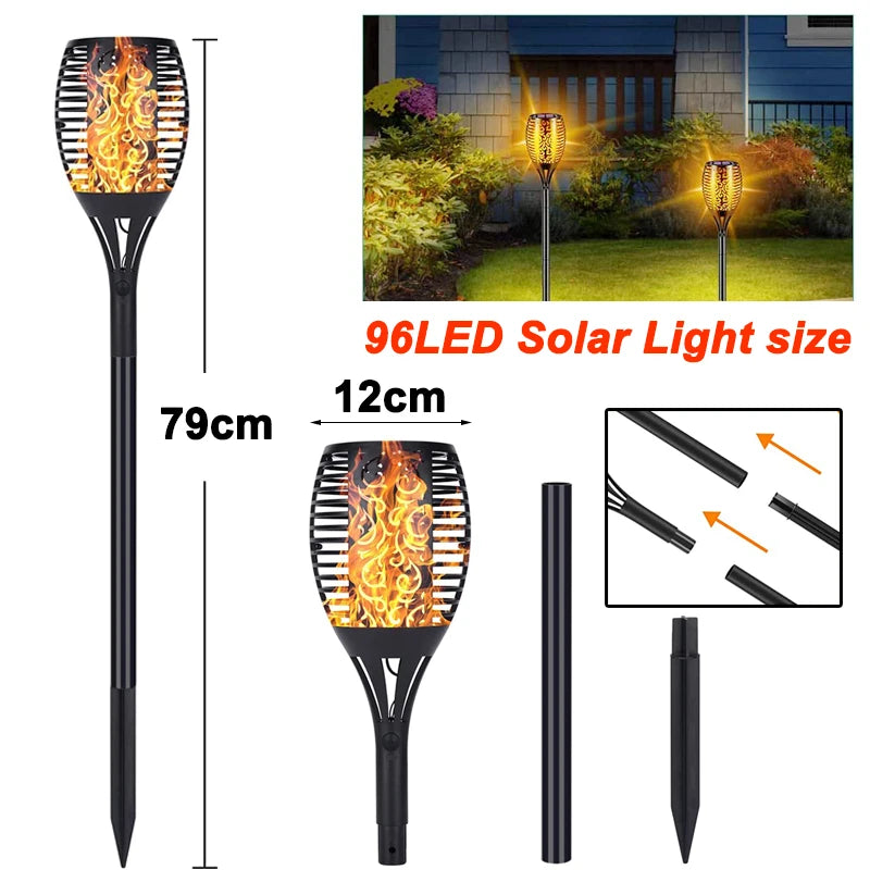 Solar LED Torch Lights Flickering Flames Outdoor Solar Landscape Decor Lighting Waterproof Pathway Lights for Garden Patio Drive