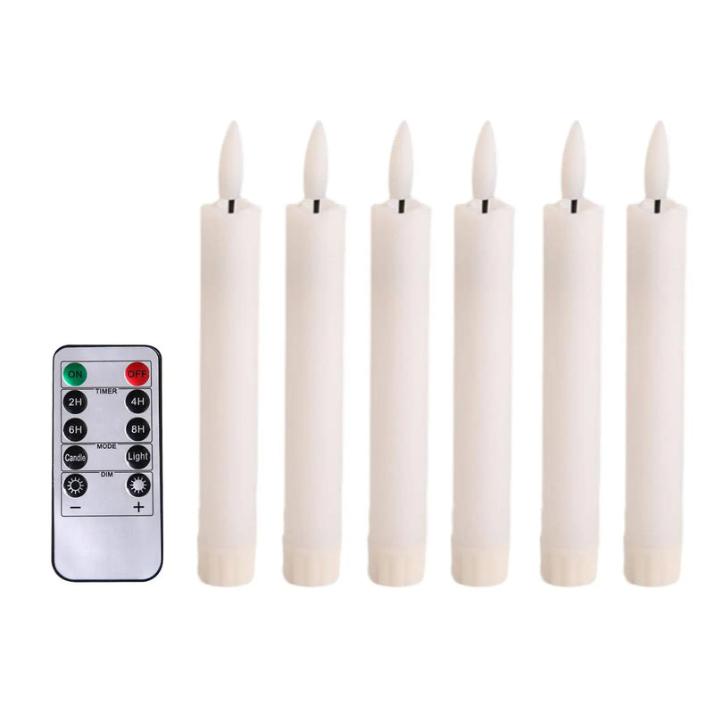 6x LED Candles 3D Wick Flameless Taper Candles for Wedding Party