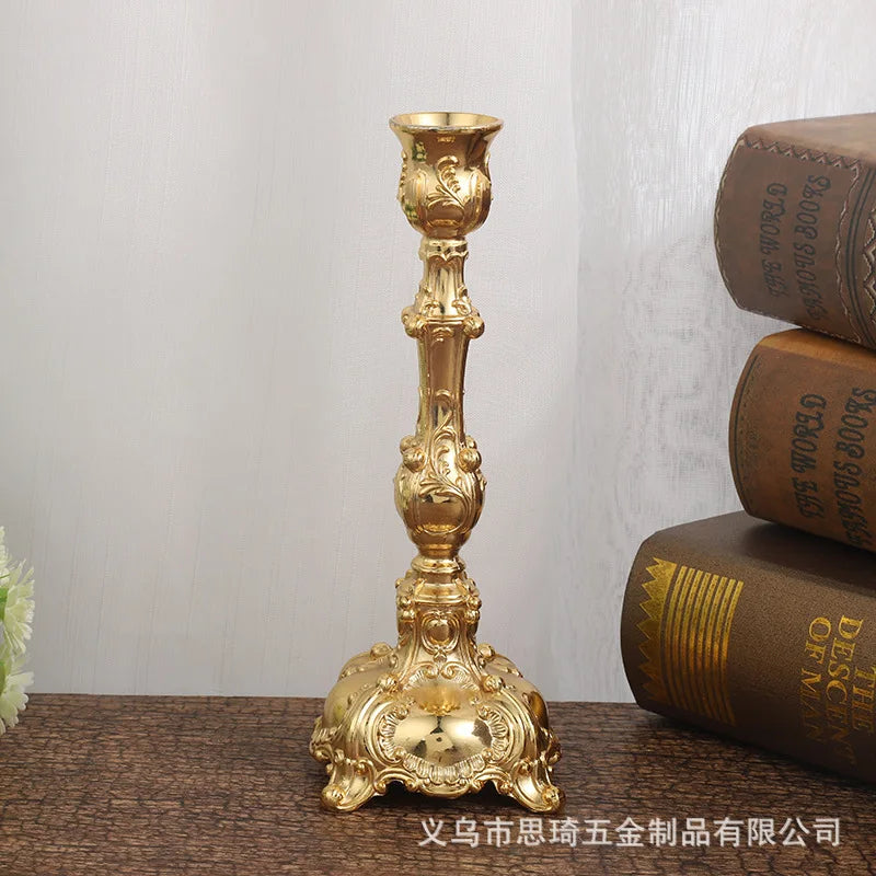 European Retro Zinc Alloy Candle Holder Hotel Wedding Party Crafts Romantic Candlelight Dinner Decor