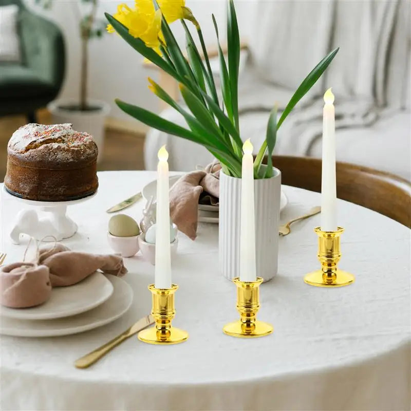 20/10PCS Electronic Base Gold Table Decorations Holder Pretty Indoor Plastic Nice Stick Desktop Candlestick Candleholders Xmas