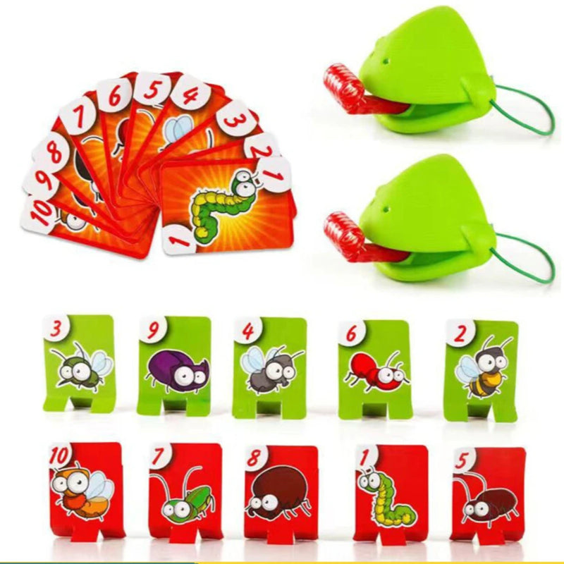 Frog Tongue-Sticking TikTok Same Funny Toy Lizards Mask Two-player Card Game Desktop Interactive Toys Parent-child Party Games