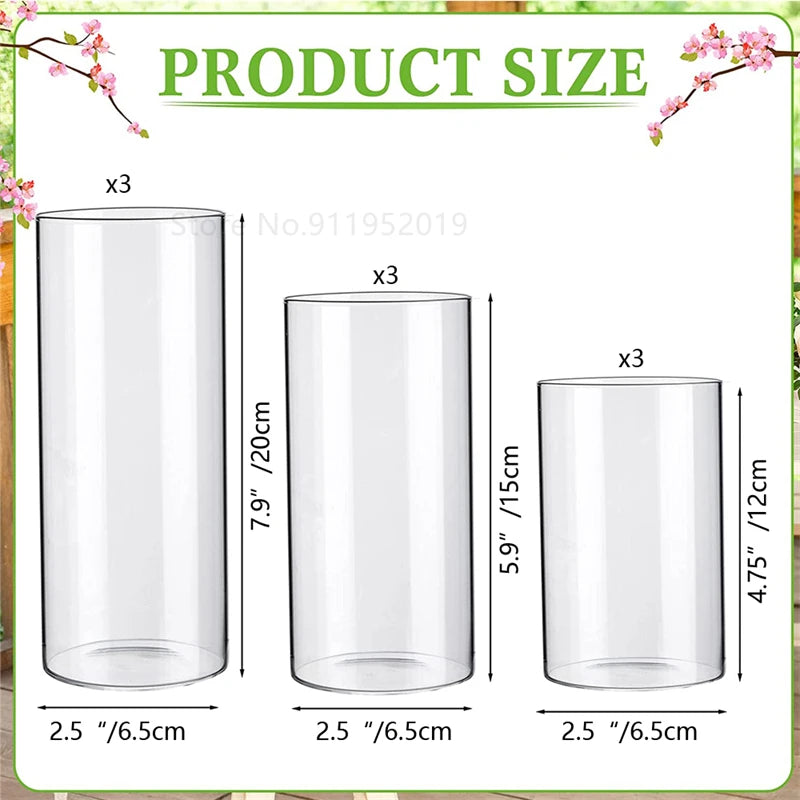 Clear Glass Cylinder Vases Floating Candles Holders Clear Cylinder Flower Vases Clear Glass Vases Table Centerpieces Vases