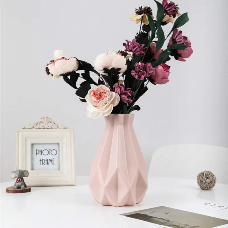 Flower Vase Decoration Home Plastic Vase White Imitation Ceramic Flower Pot Flower Basket Nordic Decoration  Vases for Flowers