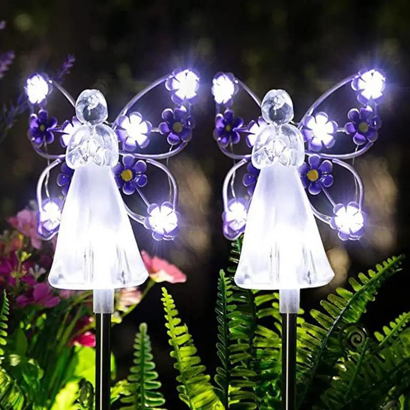 Solar LED Angel Lights Waterproof Outdoor Garden Decoration Lights Landscape Yard Patio Cemetery Stake Lights Lawn Night Lamp