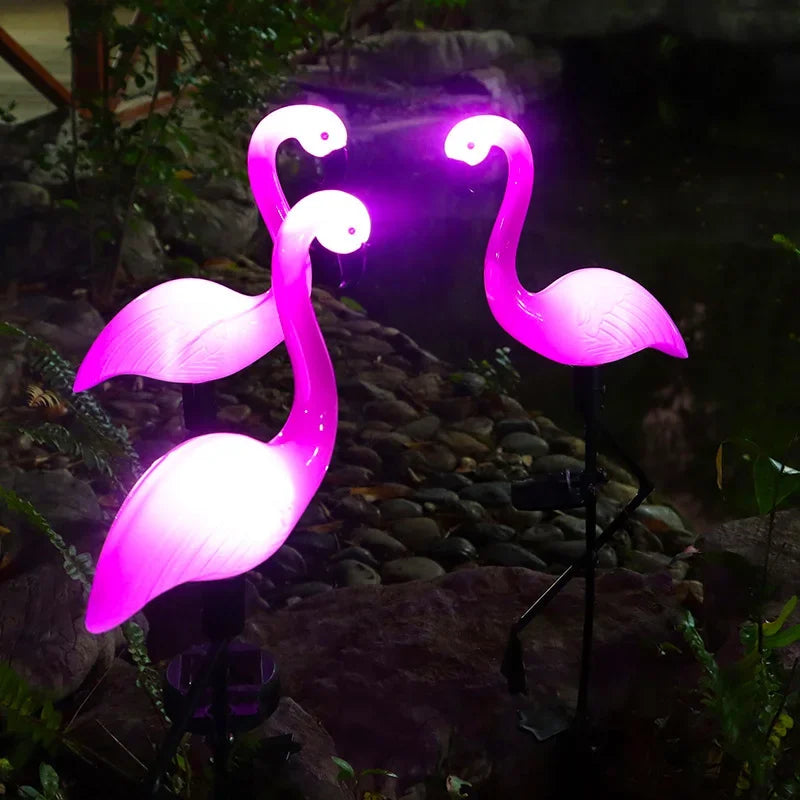 LED Lawn Solar Flamingo Lamp Outdoor Solar Powered Garden Light Waterproof Yard Pathway Decorative Lights For Patio Yard Pathway