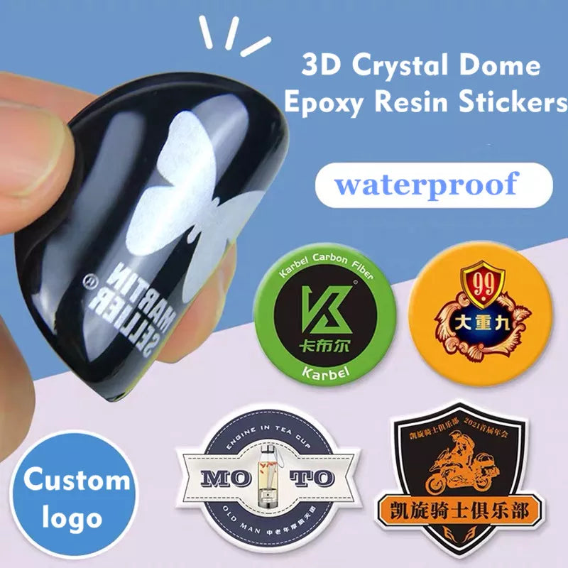 Custom Dome Epoxy Resin Stickers 3D Crystal DIY Transparent Label Car Logo Brand Personalized Vinyl self-adhesive waterproof