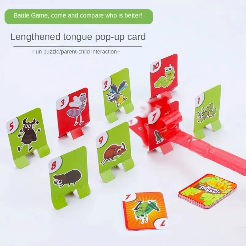 Frog Tongue-Sticking TikTok Same Funny Toy Lizards Mask Two-player Card Game Desktop Interactive Toys Parent-child Party Games