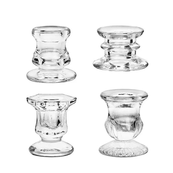 Clear Glass Candle Holders for Taper Candles Transparent Candlestick for Home Wedding Table Centerpiece Decoration