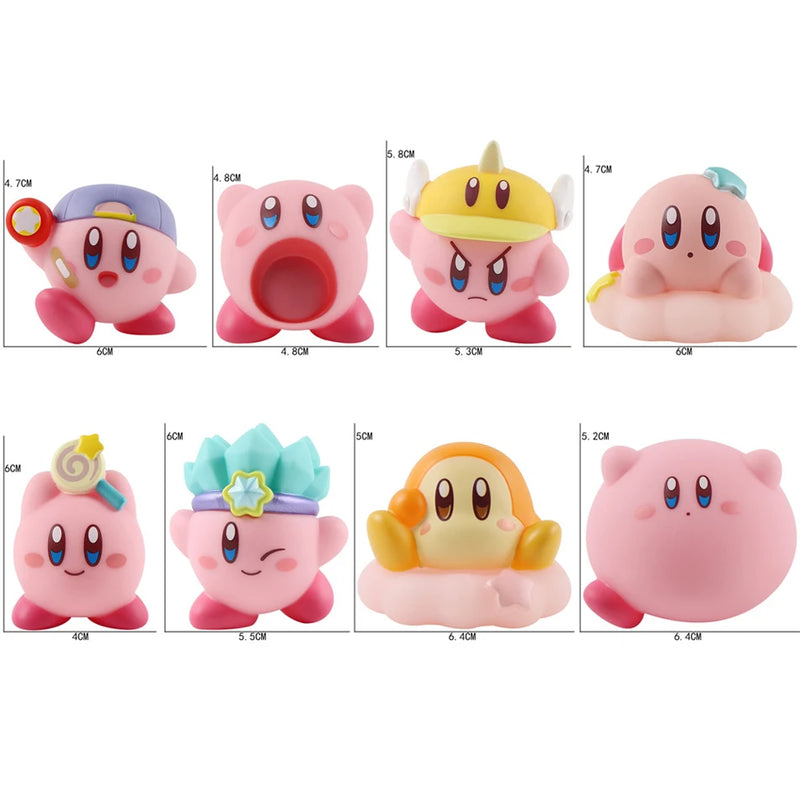 8pcs Anime Games Kirby Action Figures Toys Pink Cartoon Kawaii Kirby PVC Cute Figure Action Toy Christmas Gift for Children