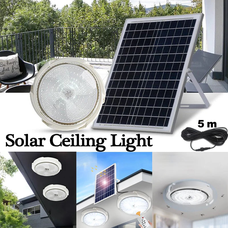 25-80W Solar Ceiling Light Home Household Indoor Bedroom Remote Control Ceiling Lamp Solar Powered Outdoor Decorative Lighting