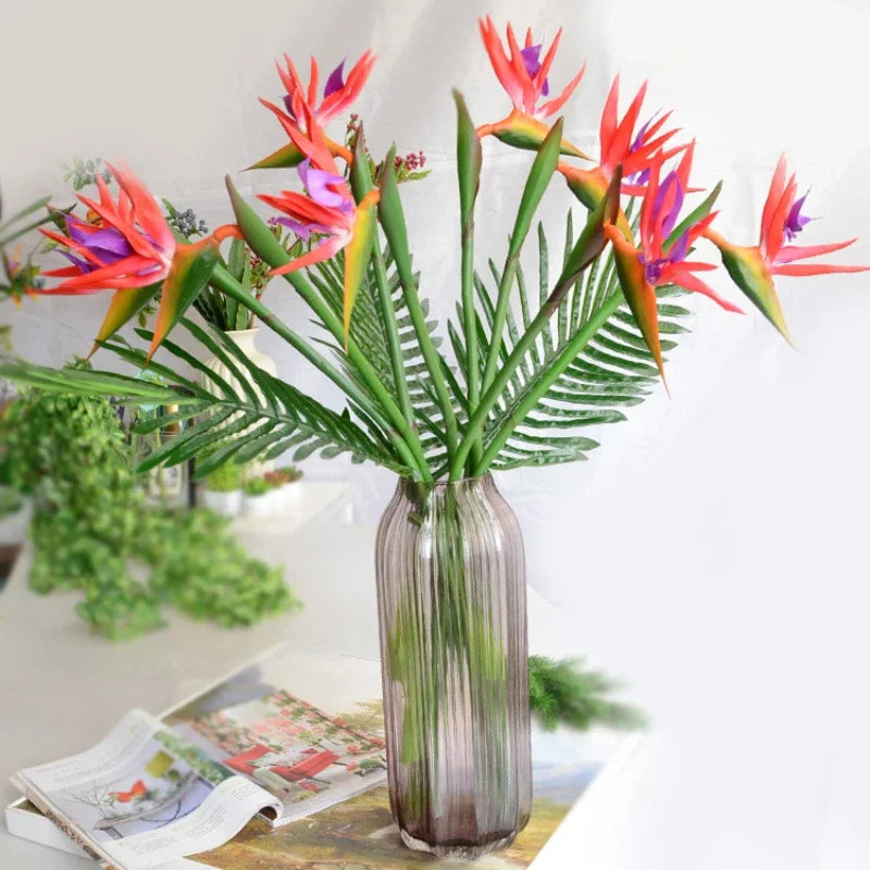 Home Decoration Bird of Paradise Artificial Flower Strelitzia Orchid Green Plant Decorative Flower Living Room Decoration