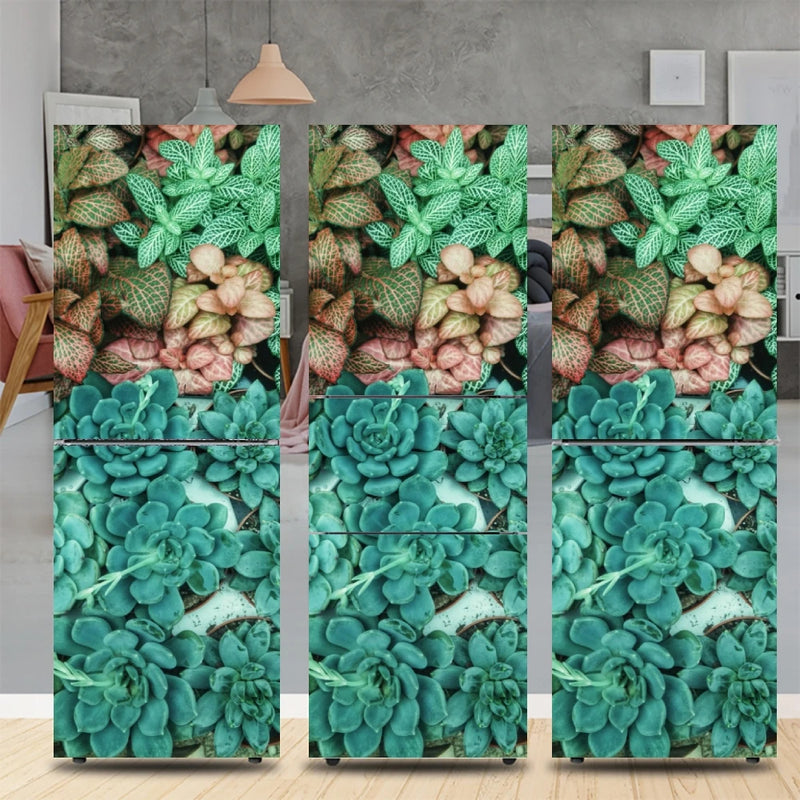 Cactu Leafe Tree Stickers Door Cover Refrigerator Wallpaper Adhesive Freezer Vinyl Film Decor Fun Decal Art Mural Kitchen