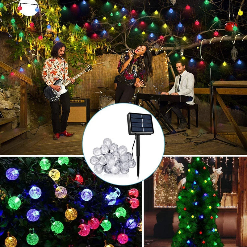 Solar String Lights Garden 50/20 LED Outdoor Waterproof Crystal Ball Fairy Light Home Patio Yard Christmas Tree Decoration Lamp