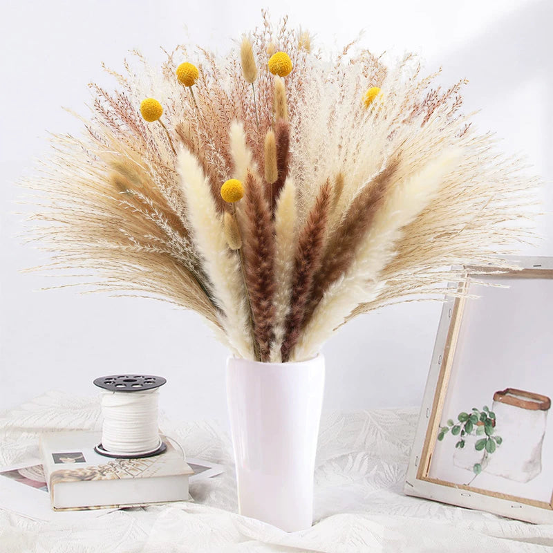 Artificial New Natural Reed Dried Flowers Pampas Grass Home Wedding Decoration European Home American Style Furry Dry Plants