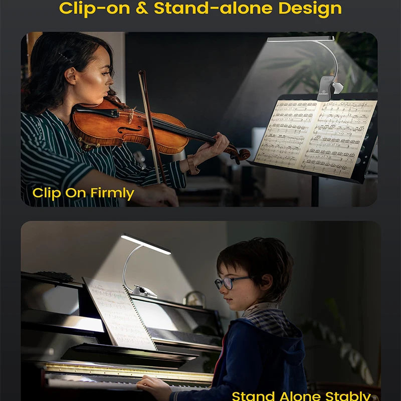 NV 57 LED Super Bright Music Stand Light Eye Caring Clip-on Piano Light USB-C Rechargeable Dimmable Music Sheet Piano Light Lamp