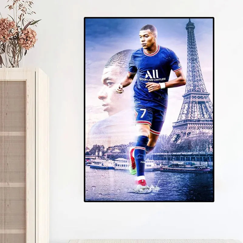 Modern Sports Aesthetics Wall Art Soccer Cool - M-Mbappe Superstar HD Oil On Canvas Posters And Prints Home Bedroom Decor Gifts