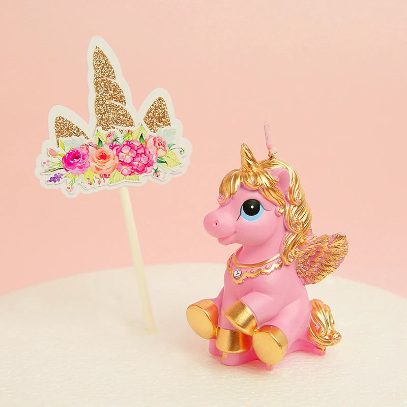 Little Unicorn Zodiac Candle Animal Children's Birthday Candle for Cake Decoration Unicorn Candle for Birthday Boys Kids Soy Wax