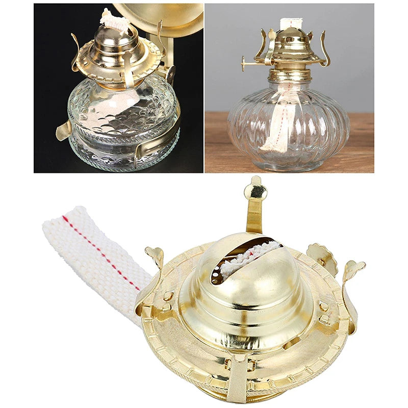 Lamp Oil Burner Kerosene Parts Wick Antique Wicks Holder Burning Lampsaccessory Chimney Candle Light Jar